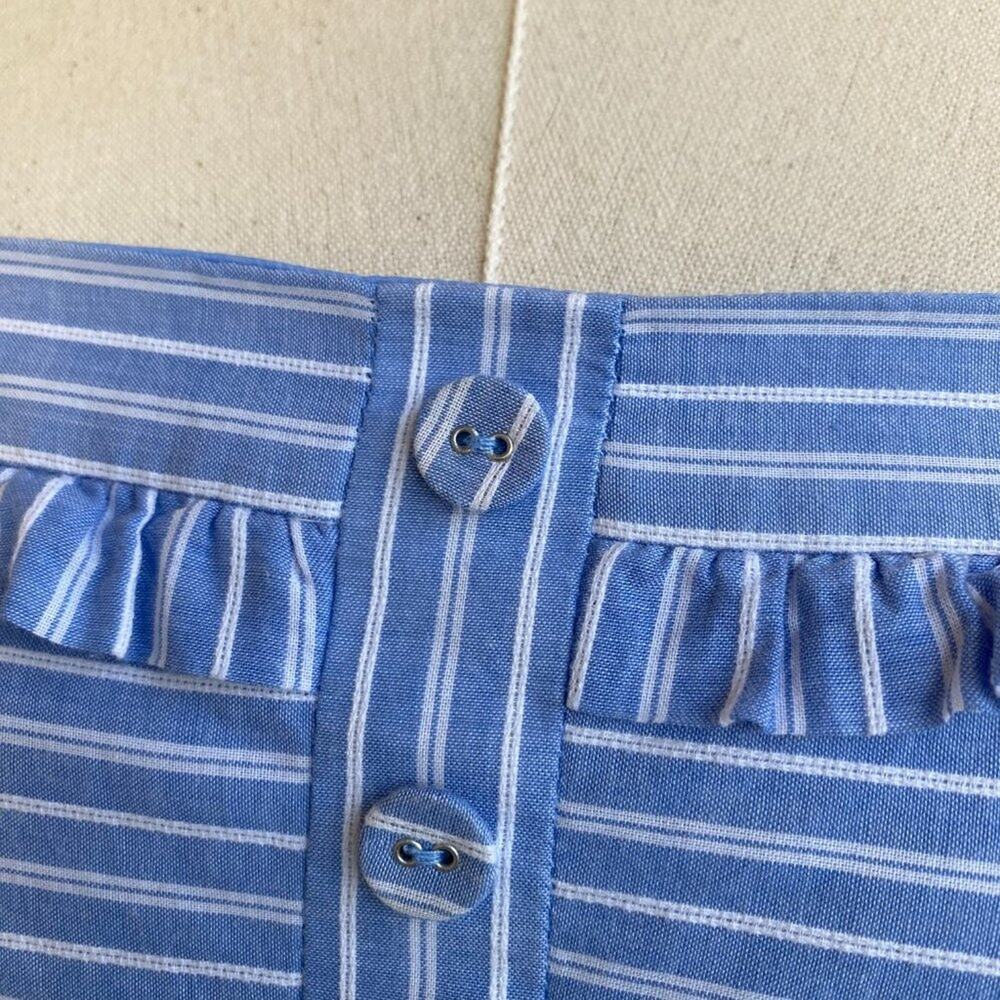 Gal Meets Glam Collection Courtney Rio Striped Ruffled Tiered Blue Maxi Dress 2 - Picture 4 of 11